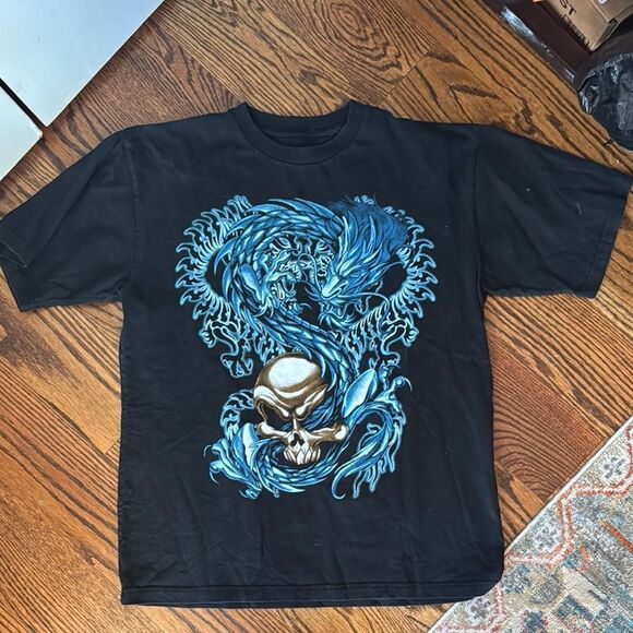 Vintage Thunder Plus Graphic Skull and Dragon Tee - M - Picture 1 of 3